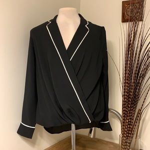 Ann Taylor, size L, black cross front blouse.